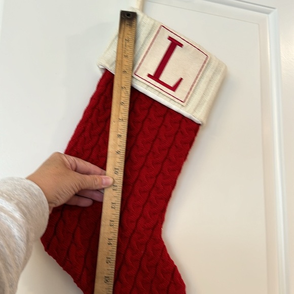 Kohls Initial Letter L Cable Knit Christmas Stocking Red Monigram L - Picture 7 of 9